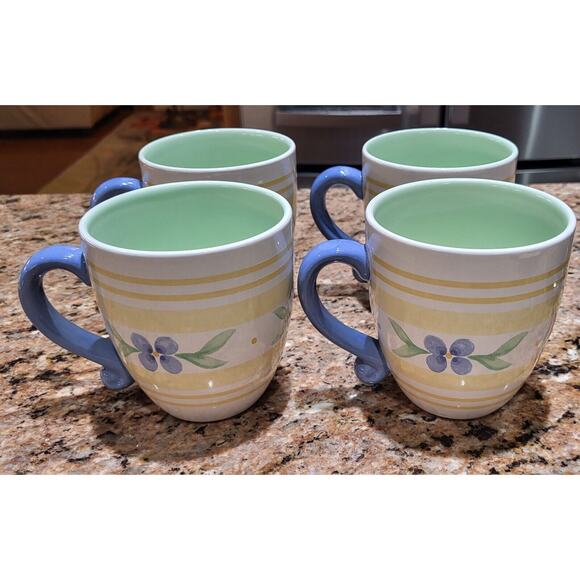 Pfaltzgraff Summer Breeze 16 oz. Stoneware Coffee Tea Mugs/Cups Set of 4 - Picture 1 of 14